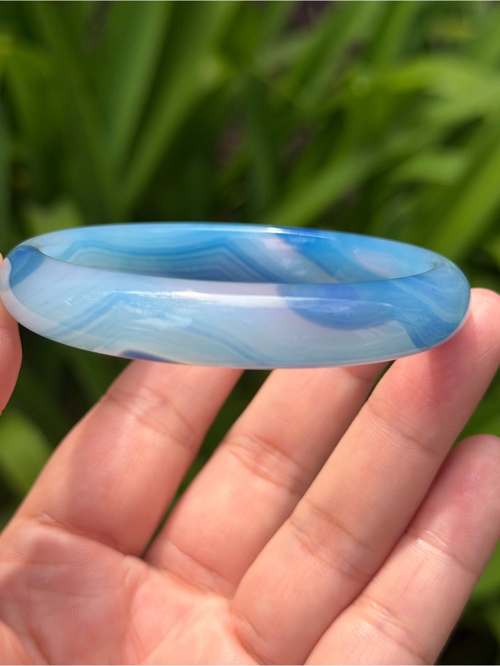 58mm inner diameter blue banded agate bangle 1780